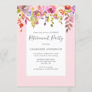 Chic pink floral retirement party invitation