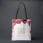 Chic Pink Floral Stripes Gold Confetti Bride Tribe Tote Bag<br><div class="desc">Pink Floral Stripes Gold Confetti Watercolor Floral Tribe Monogram Tote Bags- With trendy brush script font! ~ Check my shop to see the entire wedding suite for this design!</div>