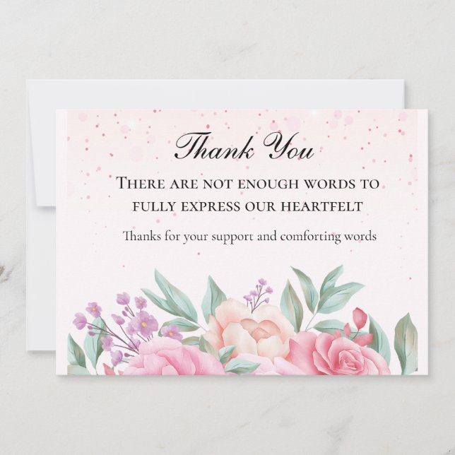 Chic Pink Floral Thank You Card (Front)