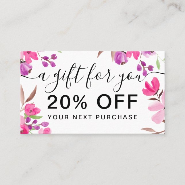 Chic pink floral watercolor bouquet gift discount (Front)