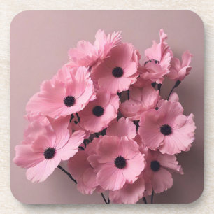 Chic pink floral watercolor bridal coaster