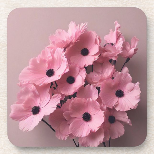 Chic pink floral watercolor bridal  coaster (Front)