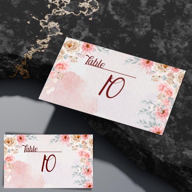 Chic Pink Floral Wedding Place Card (Romantic wedding décor,
Springtime wedding theme,
Floral wedding invitations,
Chic wedding décor,)
