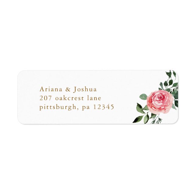 Chic Pink Floral Wedding Return Address (Front)