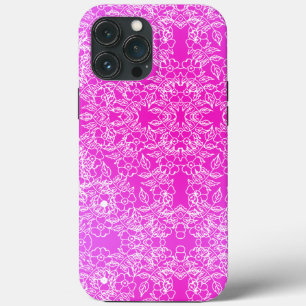 Chic Pink Flower Botanical Pattern swirl iPhone 13 Pro Max Case