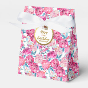 Chic Pink Flowers, Custom Photo, Birthday Party Favour Box