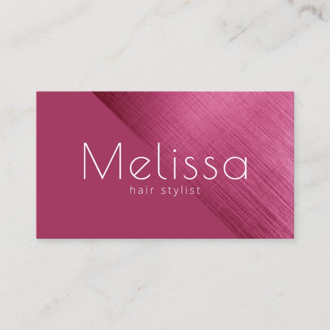 Chic Pink Foil QR Code Business Card (Front)