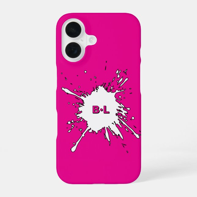 Chic Pink Fuchsia Splash iPhone 16 Case (Back)