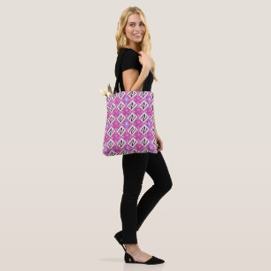 Chic Pink Geometric Alphabet N Initial Tote Bag