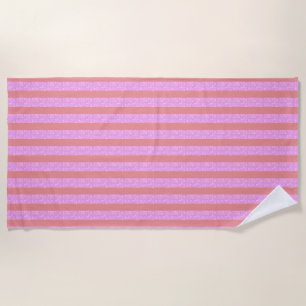 Chic Pink Geometric Stripes Geostripes  Beach Towel