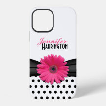 Chic Pink Gerbera Daisy Polka Dot Flower