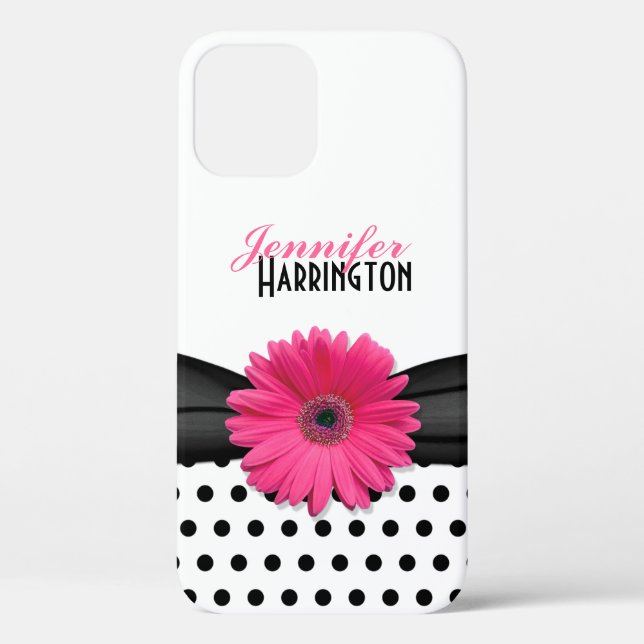Chic Pink Gerbera Daisy Polka Dot iPhone 5 Case (Back)