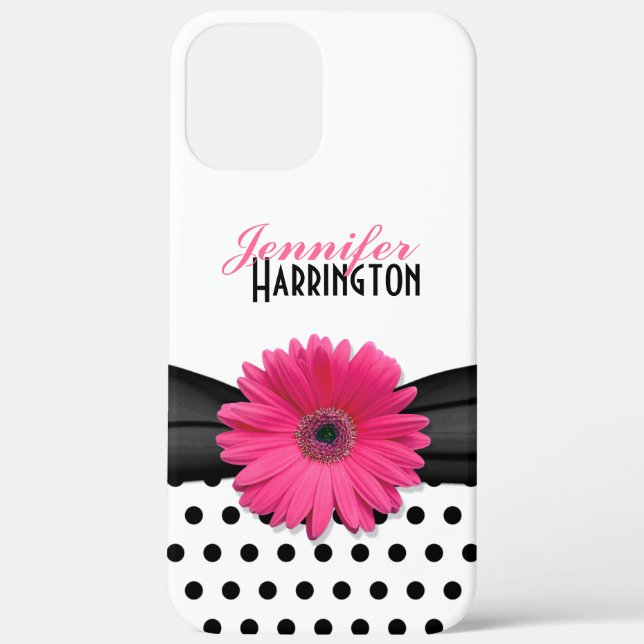 Chic Pink Gerbera Daisy Polka Dot iPhone 6 case (Back)
