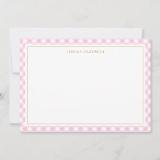 Chic Pink Gingham Pattern Card
