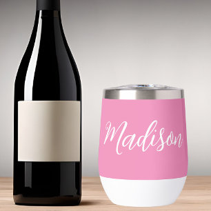 Chic Pink Girls Name White Script Personalised