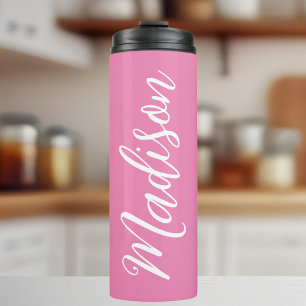 Chic Pink Girls Name White Script Personalised Thermal Tumbler