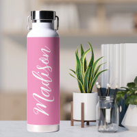 Chic Pink Girls Name White Script Personalised