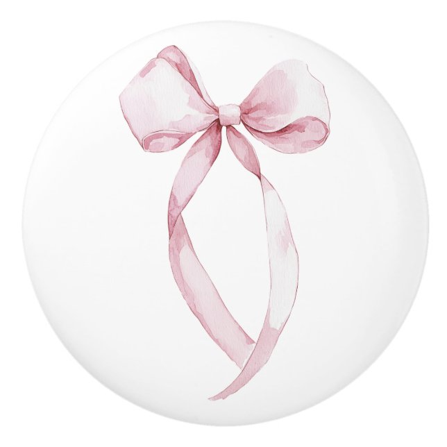 Chic Pink Girly Bow Ceramic Knob (Front)