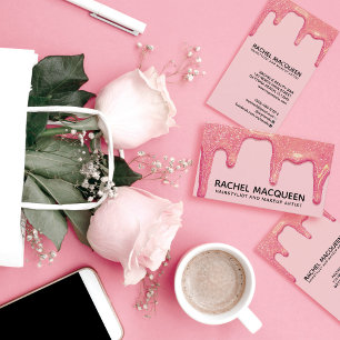 Chic Pink Glitter Beauty Professionals Business Card