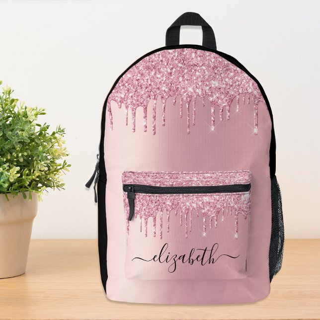 Chic Pink Glitter Custom Printed Backpack (Creator Uploaded)