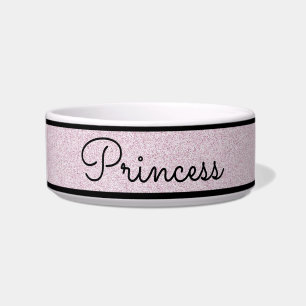 Chic Pink Glitter Customised Cat Bowl