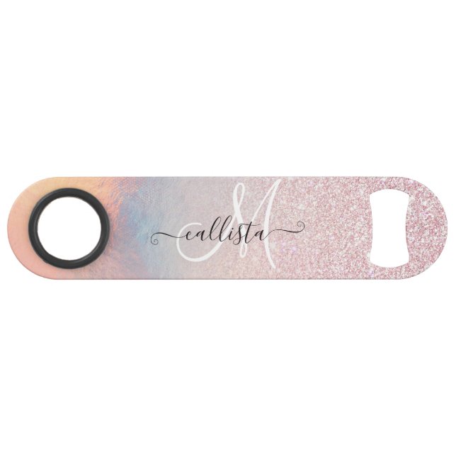 Chic Pink Glitter Iridescent Holographic Gradient (Front (Horizontal))