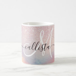Chic Pink Glitter Iridescent Holographic Gradient Coffee Mug
