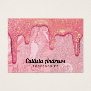 Chic Pink Glitter Marble Drips Bracelet Display