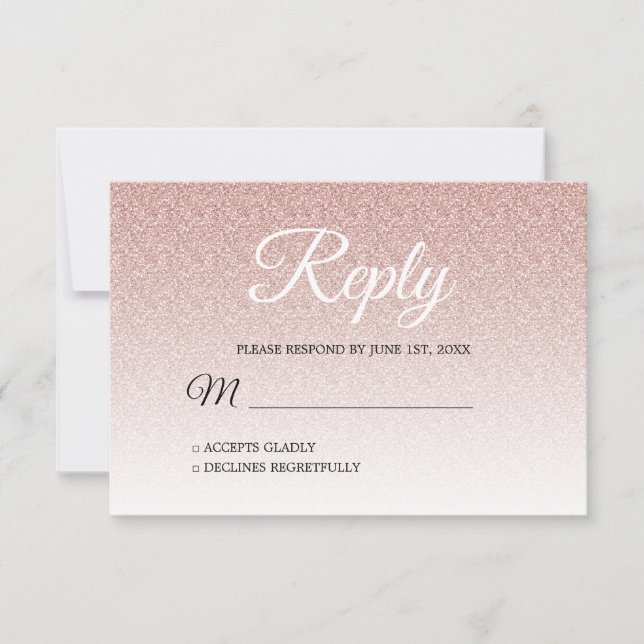 Chic Pink Glitter Ombre RSVP Invitation (Front)