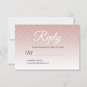 Chic Pink Glitter Ombre RSVP Invitation
