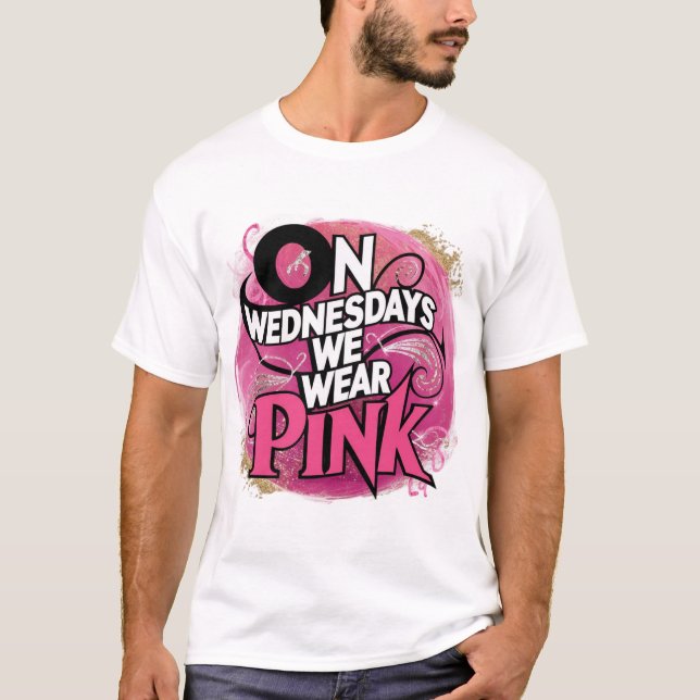 Chic Pink Glitter ‘On Wednesdays We Wear Pink’ Tee (Front)
