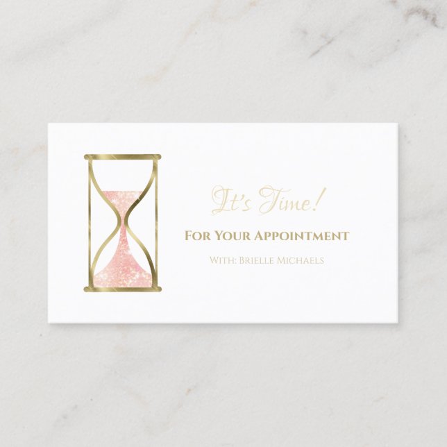 Chic Pink Glitz Hourglass Beauty Salon Appointment Card (Front)