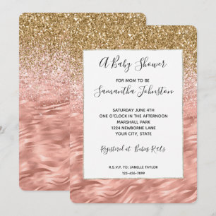 Chic Pink Glitz Zebra Print Baby Shower Invitation