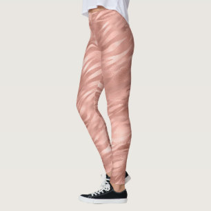 Chic Pink Glitz Zebra Print Leggings