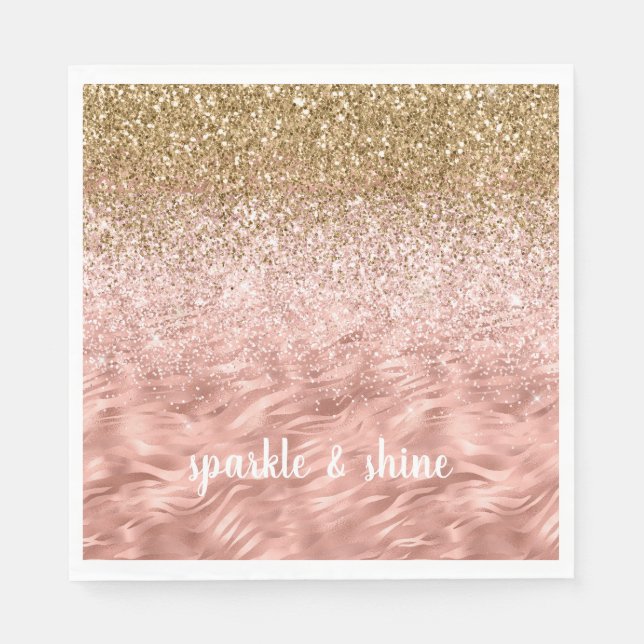 Chic Pink Glitz Zebra Print Napkin (Front)