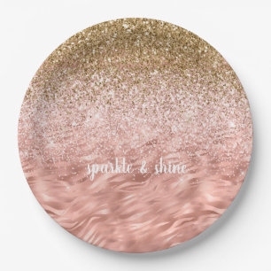 Chic Pink Glitz Zebra Print Paper Plate