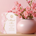 Chic Pink Gold Agate Bat Mitzvah Mazel Tov Card<br><div class="desc">Chic pink and gold agate decorates the side of this modern Bat Mitzvah party congratulations card. Mazel Tov! Customise it under the Star of David. Perfect pretty greeting card for a chic,  stylish Jewish family celebrating a girl being called to the Torah.</div>