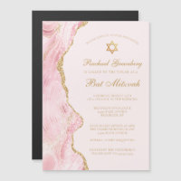 Chic Pink Gold Agate Bat Mitzvah Party Custom