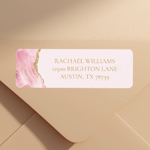 Chic Pink Gold Agate Return Address