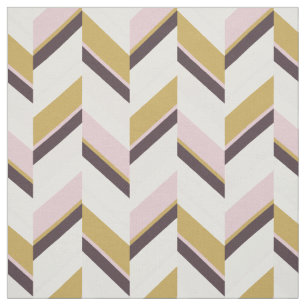 Chic pink gold brown geometric chevron pattern fabric