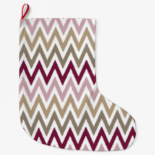 Chic Pink Gold Chevron Large Christmas Stocking