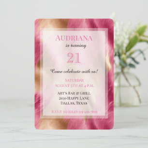 Chic Pink Gold Cowgirl Cowhide Birthday Invitation