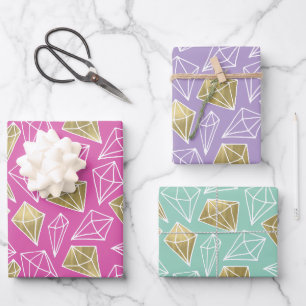Chic Pink Gold Diamonds Birthday Wrapping Paper Sheet