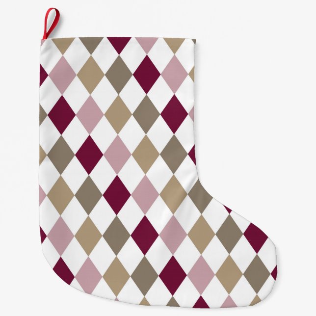 Chic Pink Gold Diamonds Large Christmas Stocking (Front)