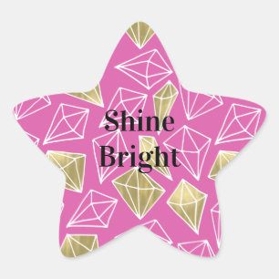 Chic Pink Gold Diamonds  Star Sticker