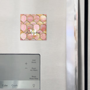 Chic Pink Gold Glam Circles Magnet