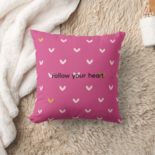 Chic Pink Gold Hearts Birthday Cushion (Blanket)