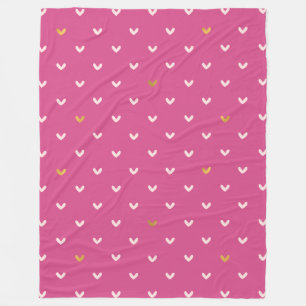 Chic Pink Gold Hearts Birthday Fleece Blanket