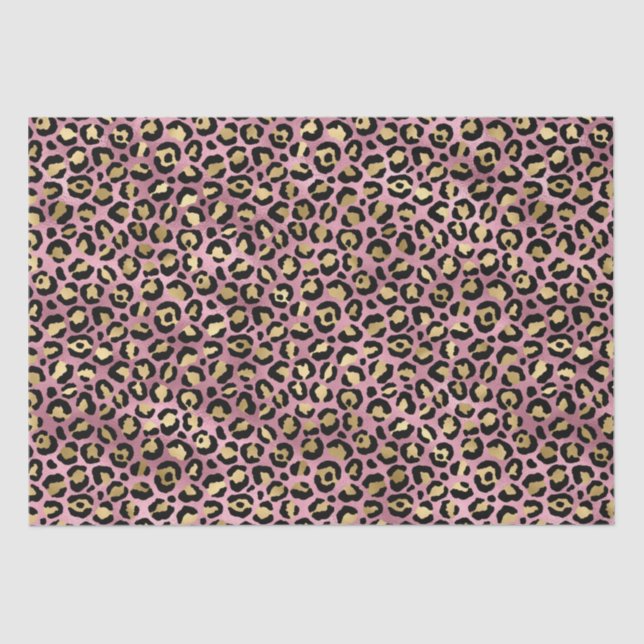Chic Pink Gold Leopard Pattern Baby Shower Gift Tissue Paper (Front)
