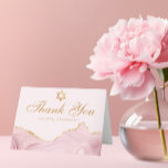Chic Pink Gold Personalised Bat Mitzvah Thank You Card<br><div class="desc">Chic pink and gold agate decorates the side of this modern Bat Mitzvah thank you card. Mazel Tov! Customise with your name under the Star of David. Perfect pretty cards for a chic,  stylish Jewish family celebrating a girl being called to the Torah.</div>